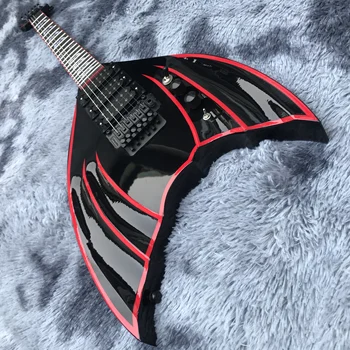 Custom shop personalizate chitara electrica, 2020 nou de vânzare, de calitate, negru, bandă roșie, personalizabil forma și logo-ul. Transport gratuit.