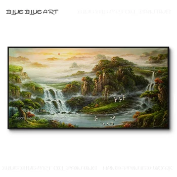 Artist de Top de Mână-pictat de Înaltă Calitate Realist Chineză Peisaje Naturale Pictura in Ulei pe Panza Feng Shui Chinez Pictura Peisaj