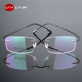 UVLAIK fără ramă de Titan Rame Ochelari de vedere Femei, Bărbați Optic Flexibil Cadru de Prescriptie de Ochelari Fara rama Ochelari ochelari