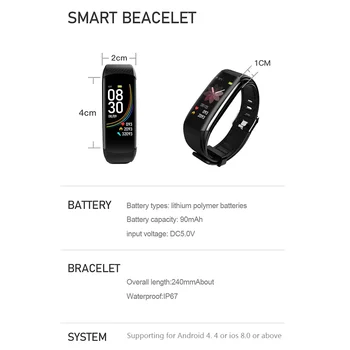 C6S 0.96 inch Smart Band Fitness Tracker Inteligent Watch Sport Brățară Inteligent Heart Rate Monitor de Presiune sanguina Sănătate Bratara
