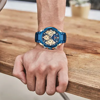 NAVIFORCE Relogio Masculino Blue Mens Ceasuri de Top de Brand de Lux Cuarț Ceas de Aur pentru Bărbați din Oțel Complet Casual Sportului Militar Ceas de mână