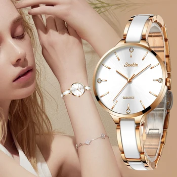 Sunkta femei de Lux Ceasuri Simplu Ceas cu Diamante Brățară Ceas Moda pentru femei Impermeabil Cuarț Ceas Cadou Fată Relogio Feminino