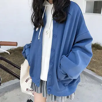 Hanorace Femei Zip-up Simplu Solide în Vrac Uza de Toate-meci Stil coreean grupa de Street Wear Moale Doamnelor Minunat O-Gat Maneci Lungi Hoodie