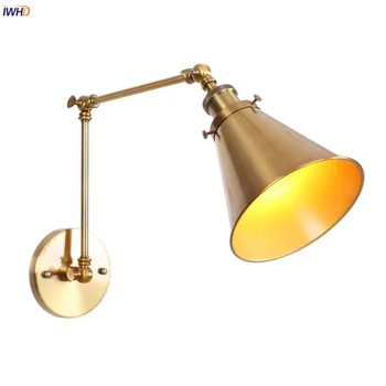 IWHD Antic de Epocă de Aur a CONDUS Lampă de Perete de Lângă Hol Scara Loft Industrial Decor Leagăn Brațul Lung Perete Corpuri de iluminat Wandlamp