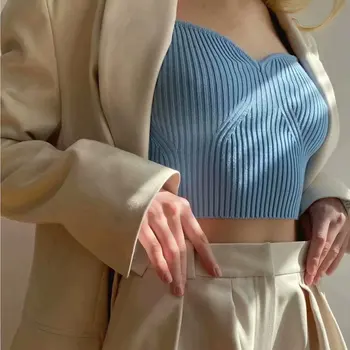 Top tricotate Toamna 2020 Sexy cu maneci lungi crop top pentru femei topuri si bluze vintage top alb square gât camasi pentru femei