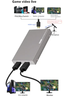 4K 60fps HDR TV Buclă USB 3.0, HDMI, Card de Captura Video de Înregistrare Cutie PC Telefon Joc Live Streaming 1080P Poate Microfon În Mix Audio