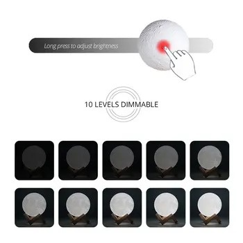 16 Culori 3D Moon Lampa cu Lumini de Noapte USB Acuzat 10 Nivele Estompat LED Lămpi de Masă Colorate Dormitor Decor Creativ Cadou de Ziua de nastere
