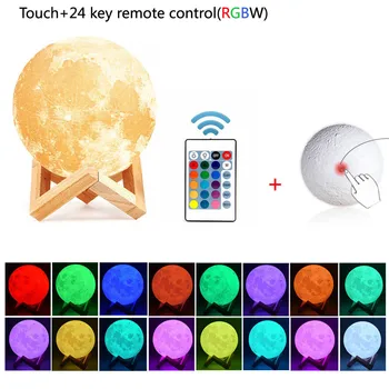 16 Culori 3D Moon Lampa cu Lumini de Noapte USB Acuzat 10 Nivele Estompat LED Lămpi de Masă Colorate Dormitor Decor Creativ Cadou de Ziua de nastere