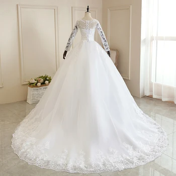 Vestido De Noiva 2021 Alb Pur Complet Maneca Rochie De Mireasa Cu Trenul Printesa De Lux Rochie De Mireasa Robe De Mariee Plus Dimensiune