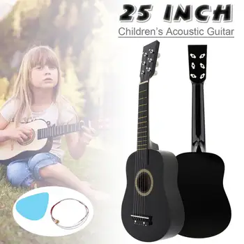 25 Inch Culoare Negru Bass Chitara Acustica cu Corzi Chitară de Jucărie Cadou Excelent pentru Copii și Începători