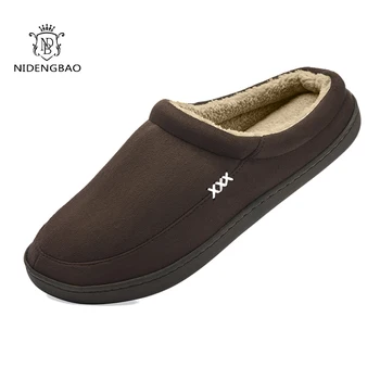 Brand Iarna Barbati Bumbac, Papuci de casă Dormitor Îngroșarea Sandale Pantofi Pentru Bărbați de Moda Plat Pantofi Casual Barbati Tălpi Moi de Dimensiuni Mari 50