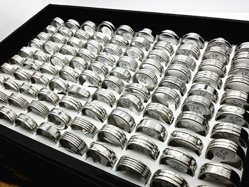 En-gros de 100buc asortate mix de aur-negru-argintiu culoare de moda pentru bărbați din oțel inoxidabil inele bijuterii de brand nou