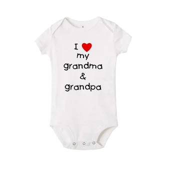 Îmi Iubesc Bunica Bunicul Mama Tata Copil Nou-Născut Romper Amuzant Pentru Băieți Fete Scutec Moale Maneca Scurta Salopeta Casual