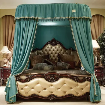 Șină De Ghidare Pat Cortina De Uz Casnic Podea Umbra Dormitor Pat Cortina Îngroșat Stil Printesa Stil European