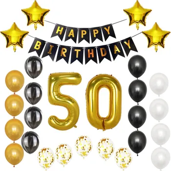 8-Sezonul Fericit Ziua de nastere 100 Banner Baloane Set de 100 de Ani Ziua de naștere Partidul Decor Livrările de Aur Negru
