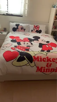 Mickey Mouse-Set De Lenjerie De Pat Queen Cu Pat King-Size Set Copii, Băiat, Fată Mickey Minnie Plapuma Perna Cuvertura De Pat Set