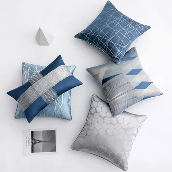 50x30/45x45cm lux albastru gri jacquard față de pernă față de pernă decorative canapea geometrice abstracte arunca capac pernă spătar