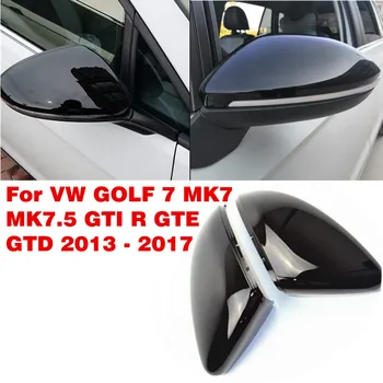 2 piese Pentru VW Golf MK7 7.5 GTI 7 7R Oglindă Acoperă Capace Oglinda Retrovizoare Caz Acoperire Strălucitoare Crom Negru Capac