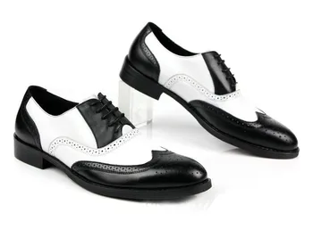 Mens Oxfords Alb-Negru Rochie de Afaceri Pantofi din Piele Casual Britishi Epocă Barbati Pantofi Oxfords de Înaltă Calitate