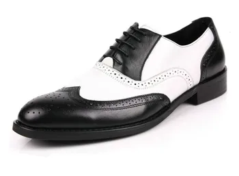 Mens Oxfords Alb-Negru Rochie de Afaceri Pantofi din Piele Casual Britishi Epocă Barbati Pantofi Oxfords de Înaltă Calitate