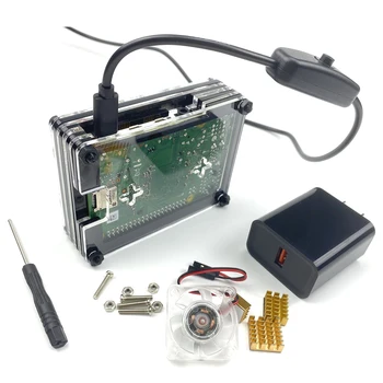 S ROBOT Raspberry Pi 4 caz kit cu radiator & ventilatorului de Răcire & type-c USB, cablu cu Întrerupător pornit/Oprit & Alimentare RPI107