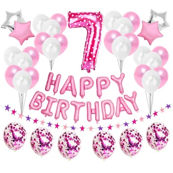 37pcs Numărul 7 Baloane Folie Fetita de 7 Ani Băiatul Fericit Ziua de nastere Decoratiuni Partid a 7-a Sunt Șapte Consumabile