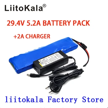 LiitoKala 24V 5.2 Ah 7S2P 18650 Baterie li-ion 29.4 v 5200mah biciclete electrice motoretă electrică /+2A încărcător