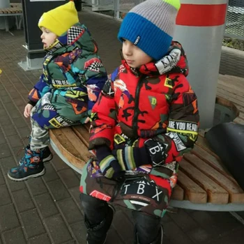 HH Copii Jacheta de Iarna pentru Fete cu Gluga Graffiti Camuflaj Geci pentru Adolescenți, Băieți și Fete Groasă Haină Lungă Copii Haine Parka