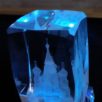 Cristal Figurine LED-uri de Iluminat Interior Sculptură Biserica Ortodoxă Sfântul Vasile Cadou de Suvenir de Epocă, Decor Acasă