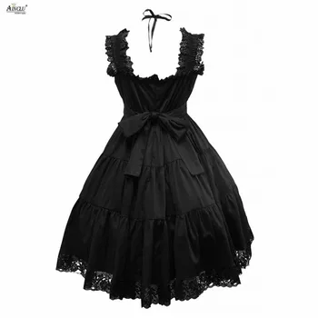 Fete Lolita Rochie Gotic Stil de Moda de Bumbac Negru fără Mâneci Sling Cospaly Lolita Rochie/Sprijinirea Personalizare XS-XXL