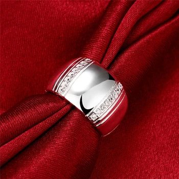 Pur 925 Inele de Argint Pentru Femei Nuntă Bandă Largă Inel cu Zirconiu Bague Anillo de Logodna Bijuterii Accesorii Dimensiune 7 8