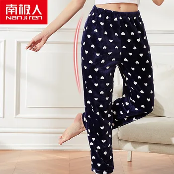 NANJIREN Flanel Top Somn Pantaloni Pentru Femei de Mari Dimensiuni de Acasă în Pijama Plus Pantaloni de Catifea Casual Pierde Dormi Chilotei Pantaloni de Pijama
