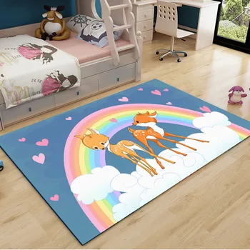 Copii Covor Dormitor Noptieră Cameră cu Drăguț Roz Inima Fată de Desene animate Roșu Net Camera de Printesa de Spălat Podea Mat