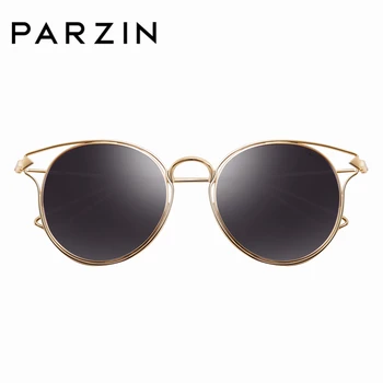 PARZIN Clasic Nou polarizate Rotund ochelari de soare pentru Femei Brand Designer UV 400 de Ochelari de Soare Vintage Acoperire Oglinda Cadru Metalic 8115