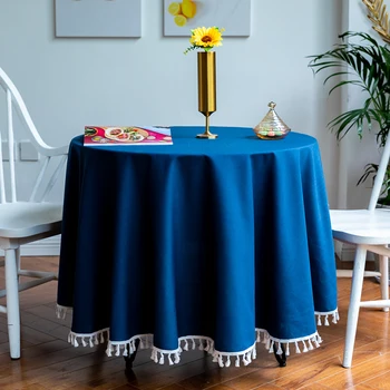 Față de masă rotundă lenjerie de pat față de masă Solidă capac de masă de dantelă cu franjuri fata de masa de craciun masa de anul nou produse de decor