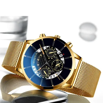GENEVA Ceas de Moda pentru Bărbați Sport ochiurilor de Plasă Trupa Cuarț Ceasuri de Lux Data Multi-dial Omul Ceas de mana Barbati' Ceasuri Relogio Masculino