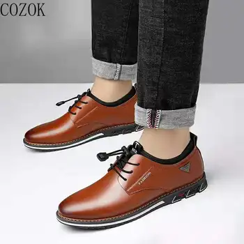2021 Oameni Noi Pantofi din Piele piele de Vacă din Piele Pantofi Barbati Confortabil Low-top Britanic Casual Singur Pantofi din Piele Pantofi de damă Pantofi