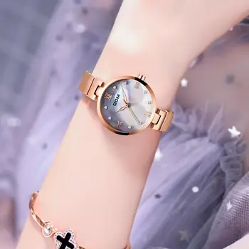 DOM 2019 Noua Moda Femei Ceasuri Elegant Cadran Ceas de Lux a Crescut de Aur pentru Femei Brățară Cuarț Ceasuri de mana rezistent la apa G-1267G