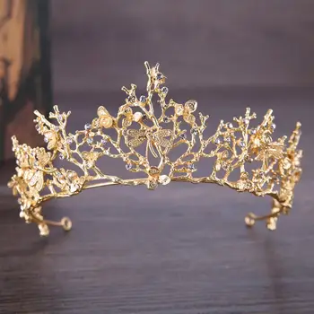 Baroc Ramură Coroana De Mireasă Stras Tiara Libelula Nunta, Accesoriu De Păr