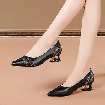 Cresfimix femei clasic subliniat toe din piele pu alunecare pe pantofi cu toc lady rece birou negru toc pompe de zapatos de mujer a6512