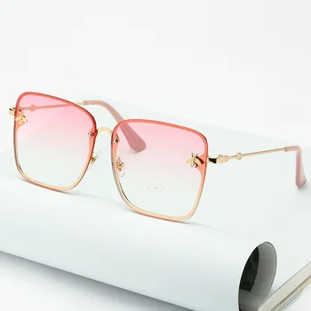 2021 Noua Moda Lady Supradimensionat fără ramă Pătrată de Albine ochelari de Soare Femei Barbati Mici de Albine Ochelari Gradient de Ochelari de Soare Femei UV400