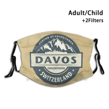 Davos , Elveția Copii Adulti Lavabile Amuzant Masca De Fata Cu Filtru Rezumat Aventura Alpe Alpi Davos Elveția Europa