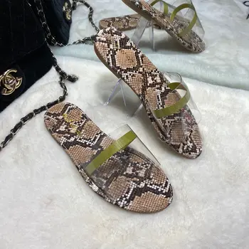 2019 Femei Sandale Leopard Snake Print Slip-On Pantofi Jeleu în Afara Papuci Doamnelor Drăguț Plat Catarama Papuci Femei Fierbinte 9058