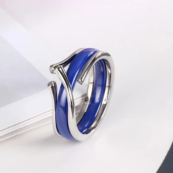 HUADIE femei inel din ceramica de culoare roz și albastru culoare. inel subțire cu un design neobisnuit. moda bijuterii 2021
