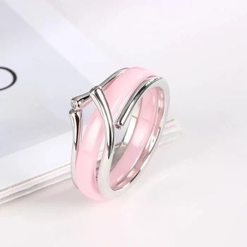 HUADIE femei inel din ceramica de culoare roz și albastru culoare. inel subțire cu un design neobisnuit. moda bijuterii 2021