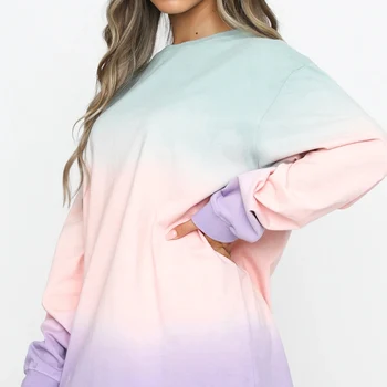 Toamna Tie Dye Print Moda Vrac Hanorac Femei O-neck Maneca Lunga Femei Hoodies 2021 Nou Casual Streetwear Femei Jachete