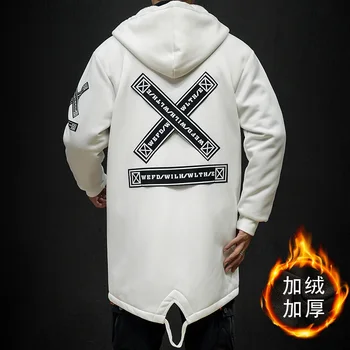 Jacheta Fleece de Iarna Parka Barbati 5XL Imprimare Militare Japoneze Hooded Trench Lung Negru Hip Hop Streetwear Gros Jachete Barbati