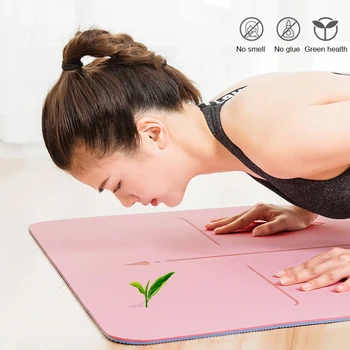 Două culori de Poziționare Linie Yoga Mat de 6 Mm (incepator) Non-alunecare de Yoga Trage Inelul Doi Costum de Fitness Mat de Dans de Fitness Acasa Mat Pilates