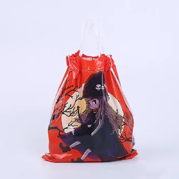Decor De Halloween Candy Bag Liliac Dovleac Vrăjitoare Imprimate Cordon Cadou Sac De Depozitare