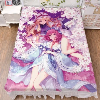 Japonia Anime TouHou Proiect de caracter fata sexy Reimu Hakurei Marisa Kirisame pat fibra de lapte foaie & flanel pătură 150x200cm